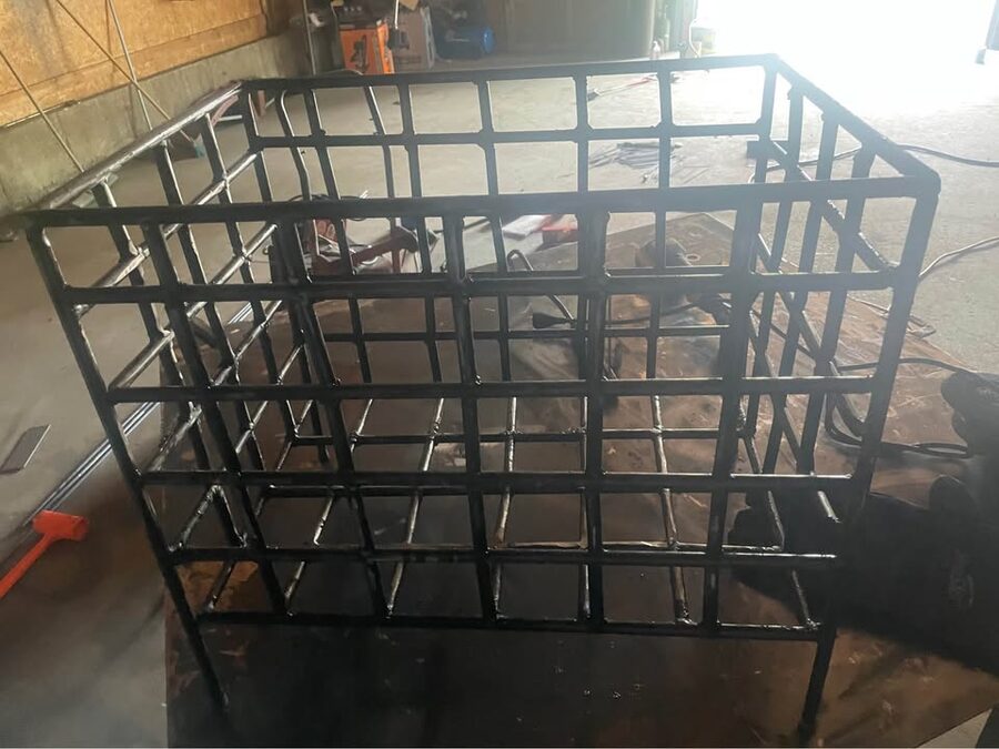 Welded metal basket frame