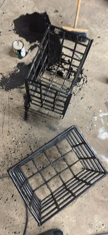 Painted metal basket frame