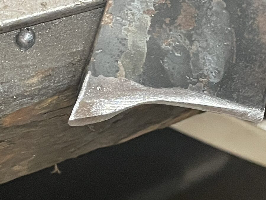 Bracket welded onto frame