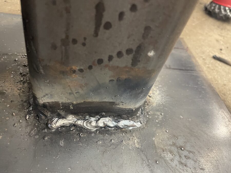 Leg weld close-up