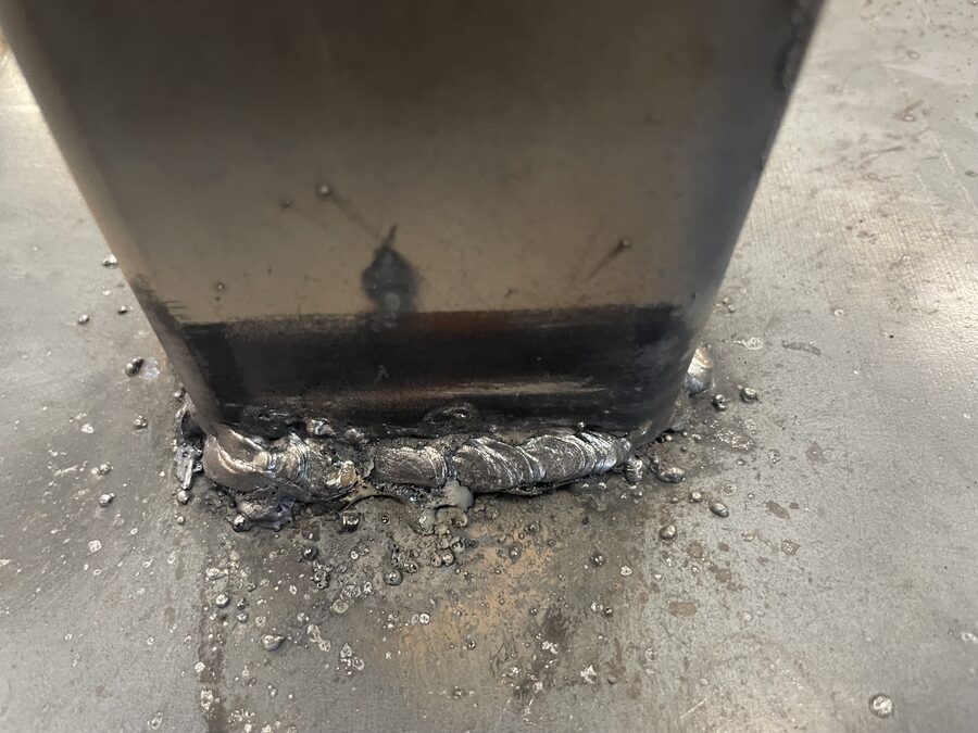 Leg weld finished